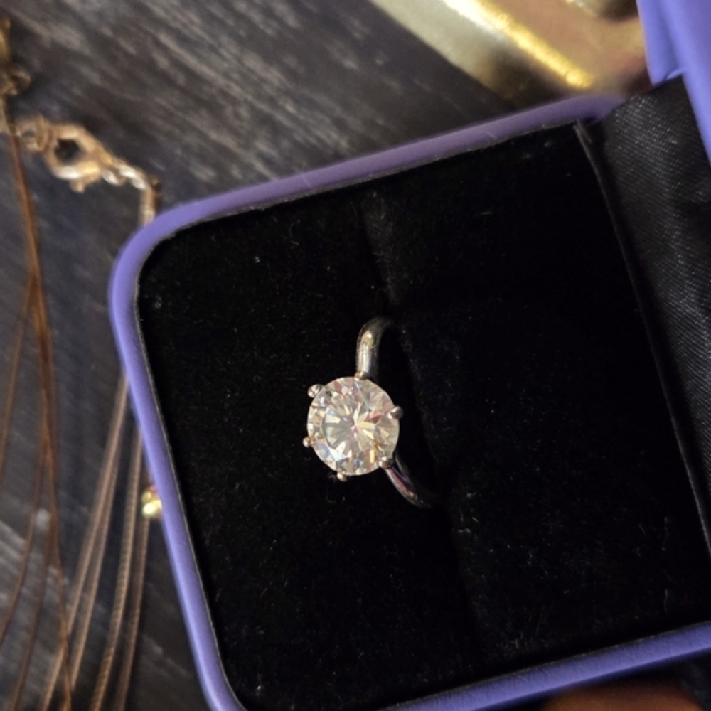 3 carat moissanite with elegant Silver Ring